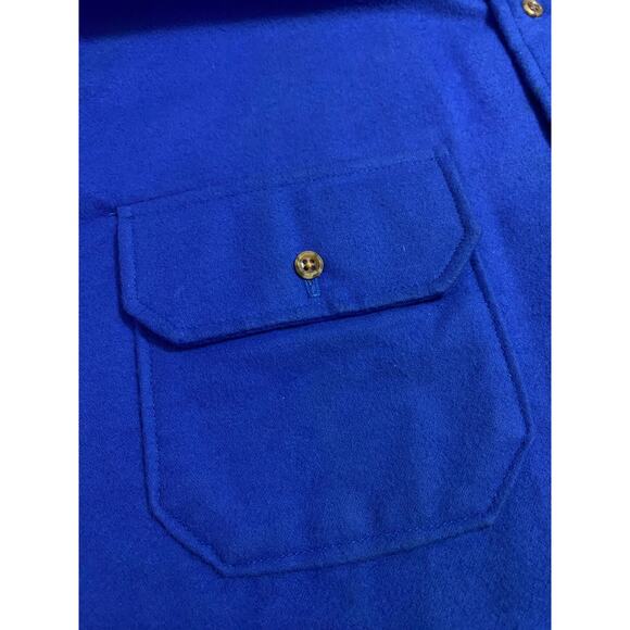 Vintage Lands End Thick Cotton Work Button Down Blue Shirt Long Men's XL USA - Picture 6 of 8